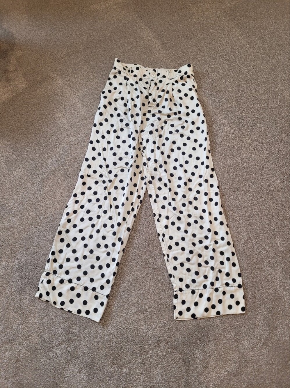 Zara Studio Woman Wide-Leg Polka Dot Flowing Trousers Pant Size XS - Picture 5 of 9